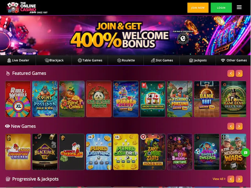 theonlinecasino.com home